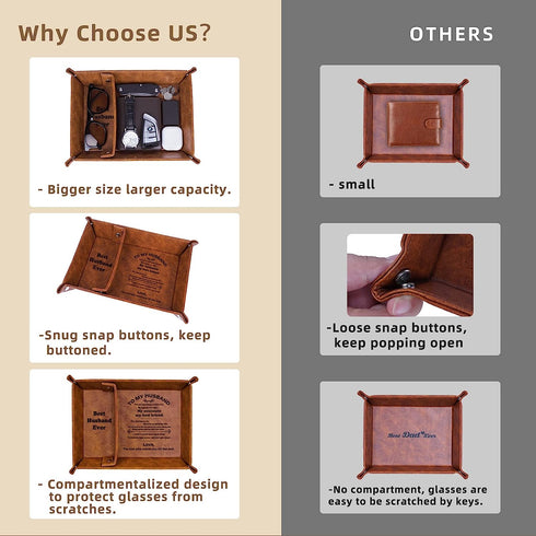 Best Husband Ever Gifts PU Leather Tray, Unique Valentine's Day Anniversary Birthday Gifts from Wife, Men Gift Ideas for Him